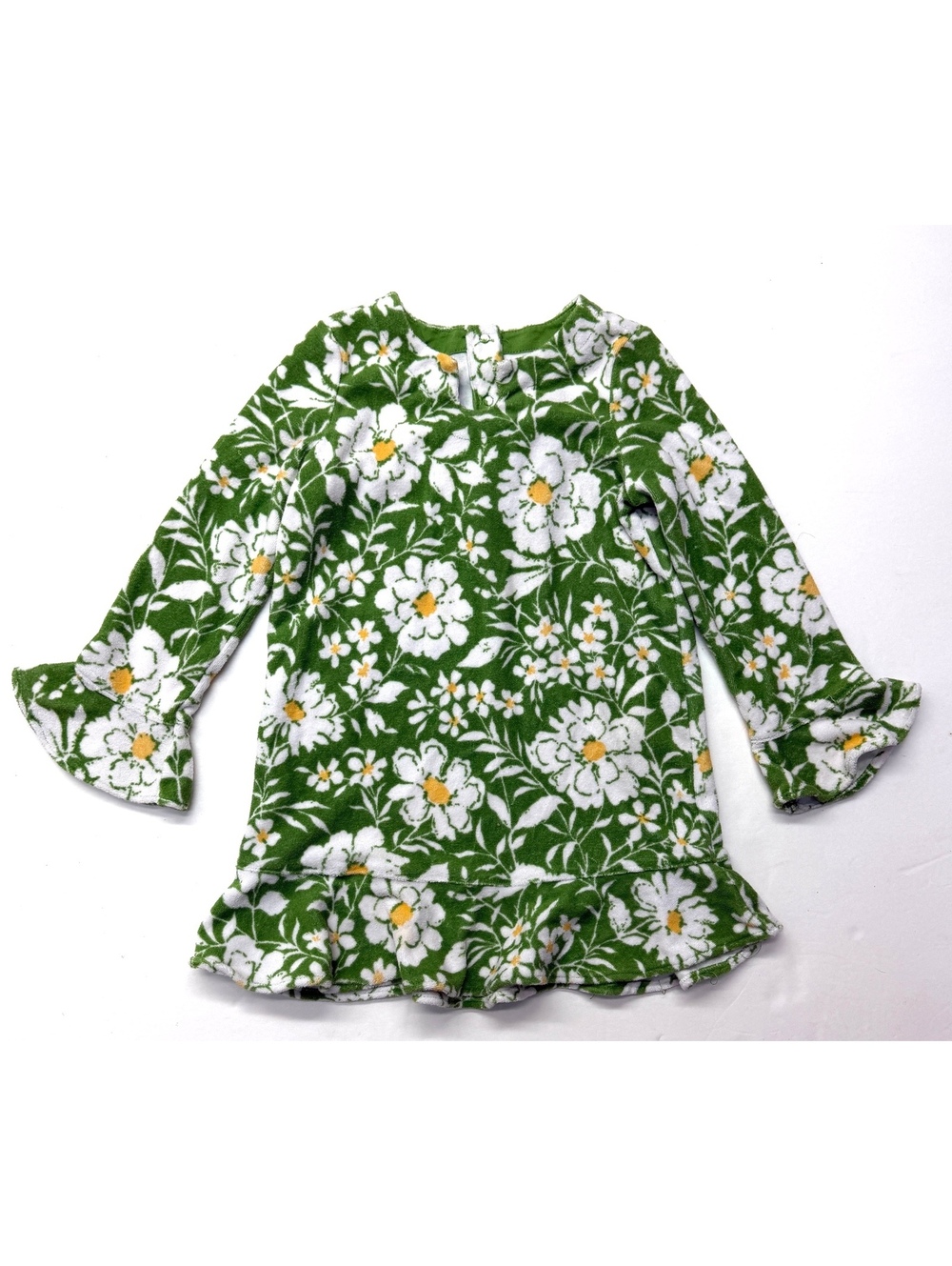 Janie & Jack Girls Green Floral Terry Cloth Swim Cover Up Tunic Top 3T